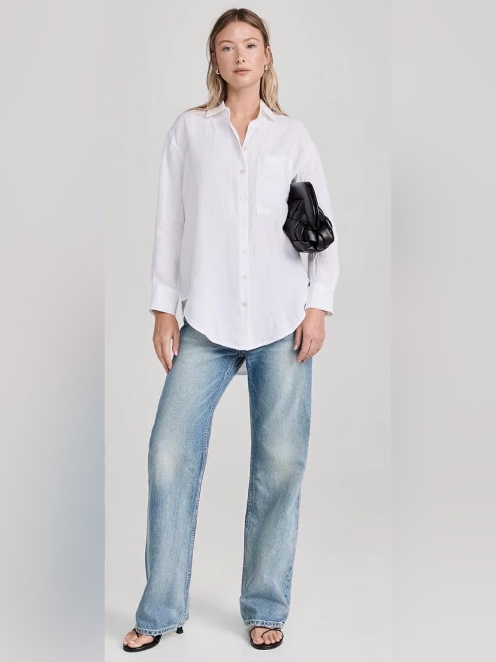 AYR Women’s The Deep End Oatmeal Linen Shirt Blouse Large L